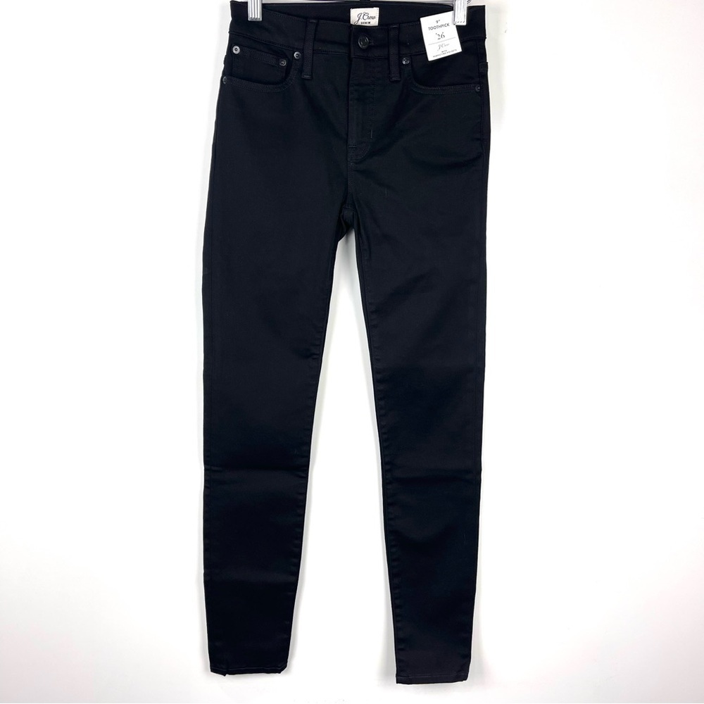 NEW J. Crew Women's 9" Mid Rise Toothpick Skinny Jeans Black Size 26 Stretchy
